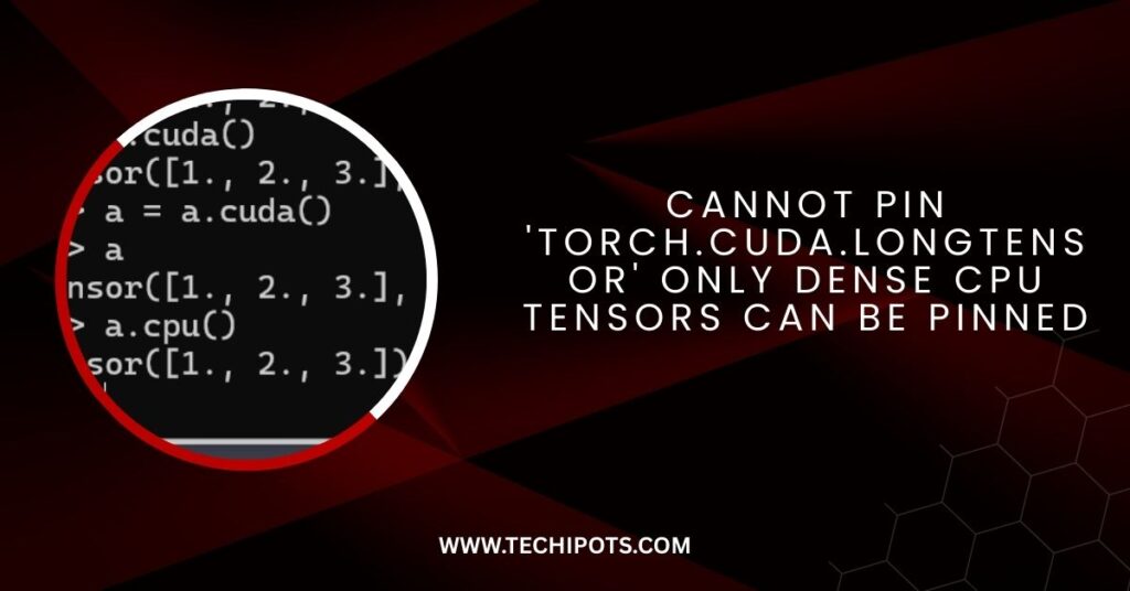 Cannot Pin 'torch.Cuda.Longtensor' Only Dense CPU Tensors Can Be Pinned